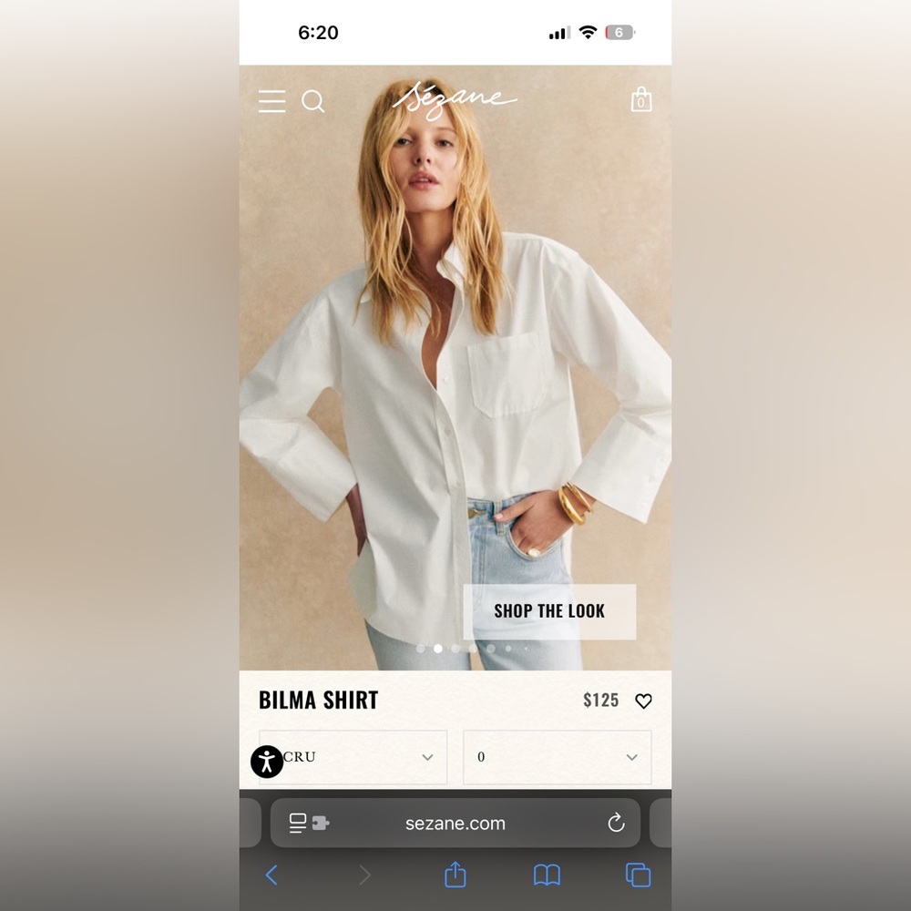 Sezane Cream Button Down Shirt